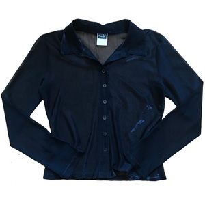 Sparkly Sheer Black Button up